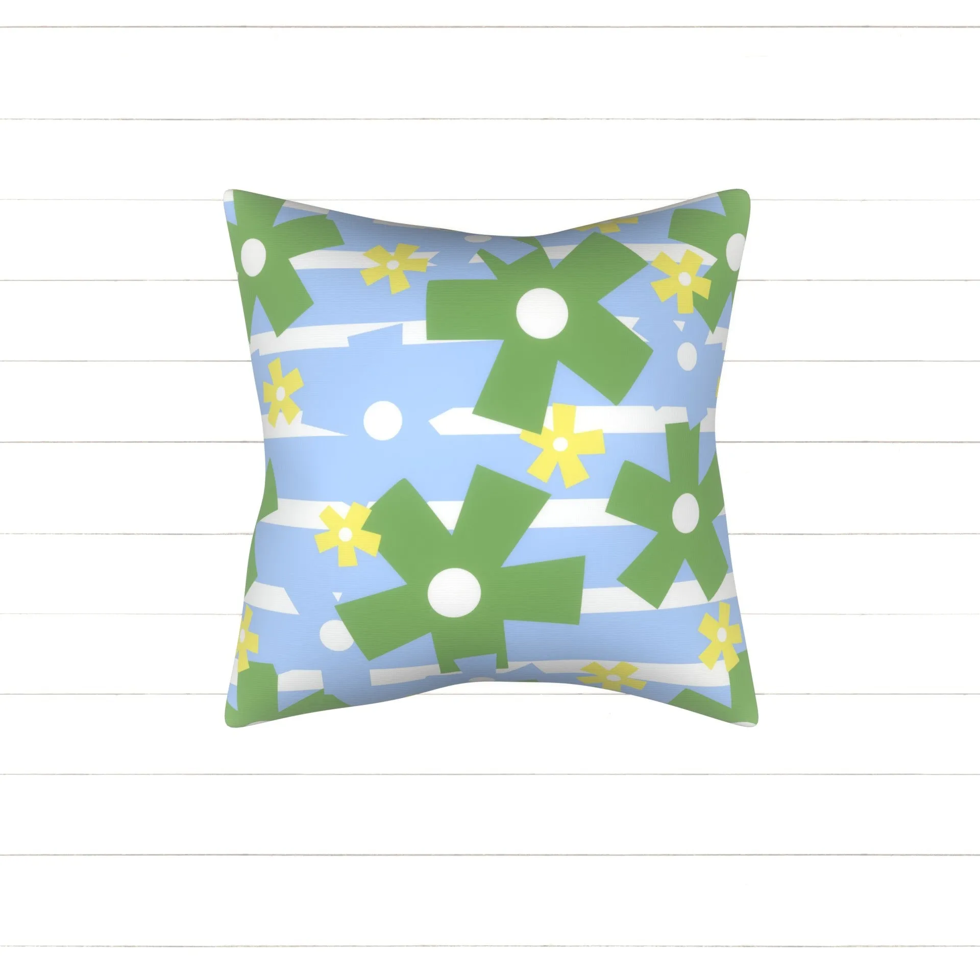 Abstract Floral, Flowers with stripes, Cubist Flowers, Playful floral print, Blue, Green, and yellow flowers, Summer Floral for Tops and dresses