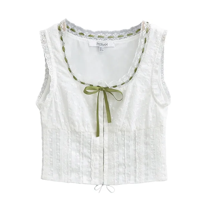 Asma Lace Bow Ties Top