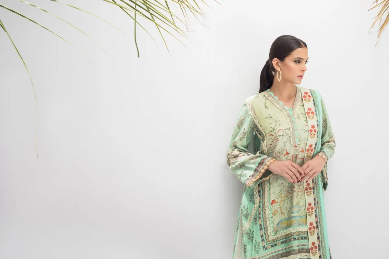 Asymmetric Embroidered Kurta And Trousers With Dupatta