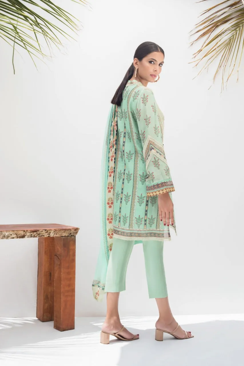 Asymmetric Embroidered Kurta And Trousers With Dupatta