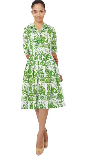 Audrey Dress Shirt Collar 1/2 Sleeve Regular Cotton Stretch (Toile du Jour)