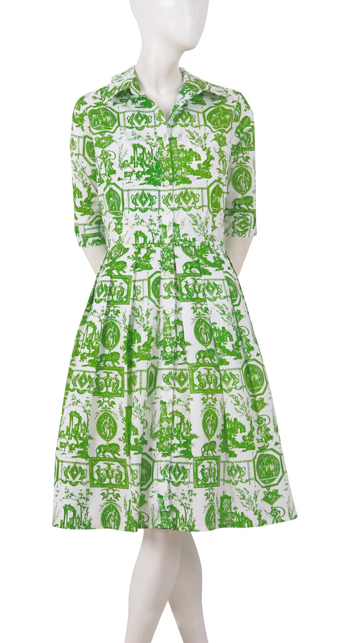 Audrey Dress Shirt Collar 1/2 Sleeve Regular Cotton Stretch (Toile du Jour)