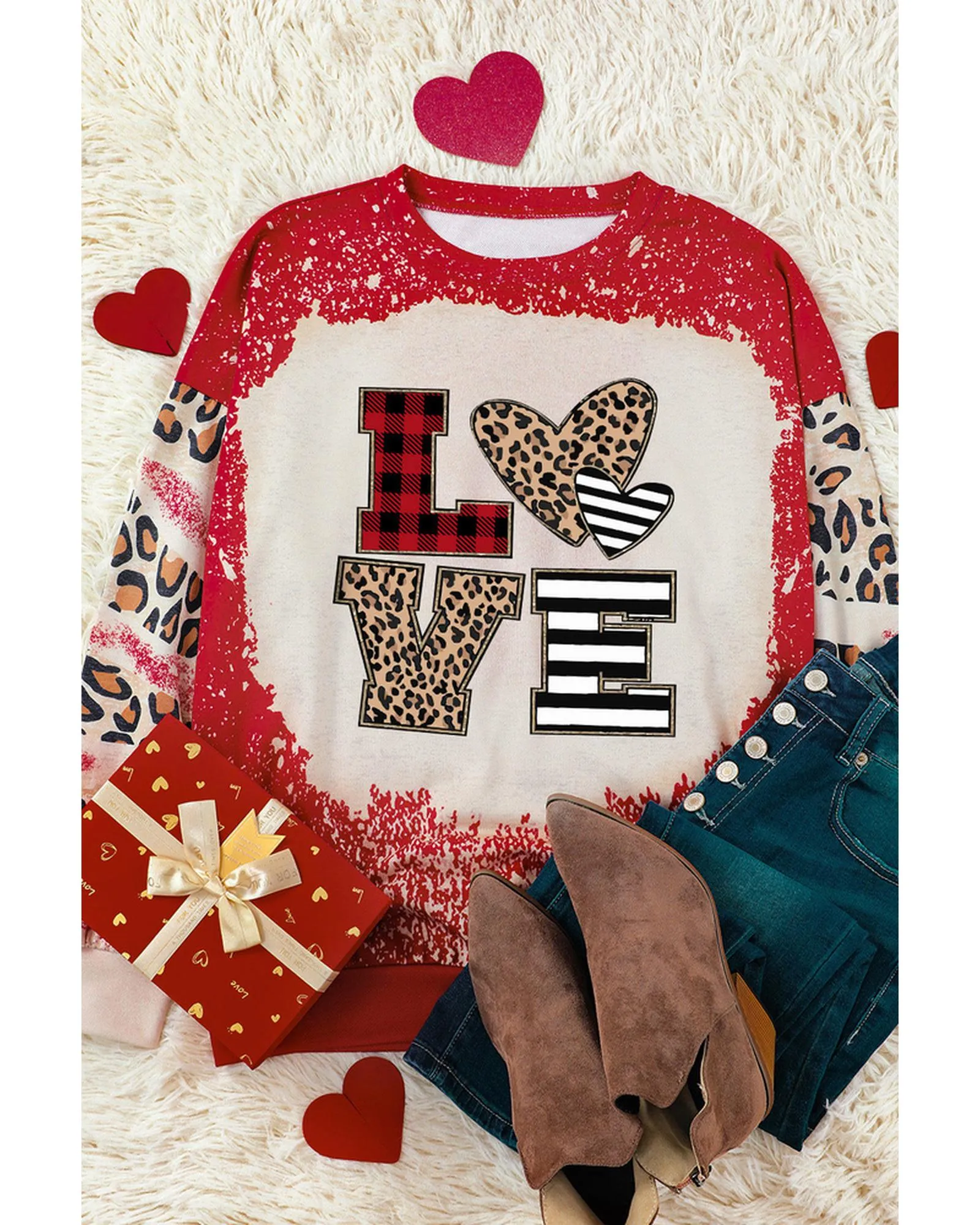 Azura Exchange Leopard LOVE Element Sweatshirt - L