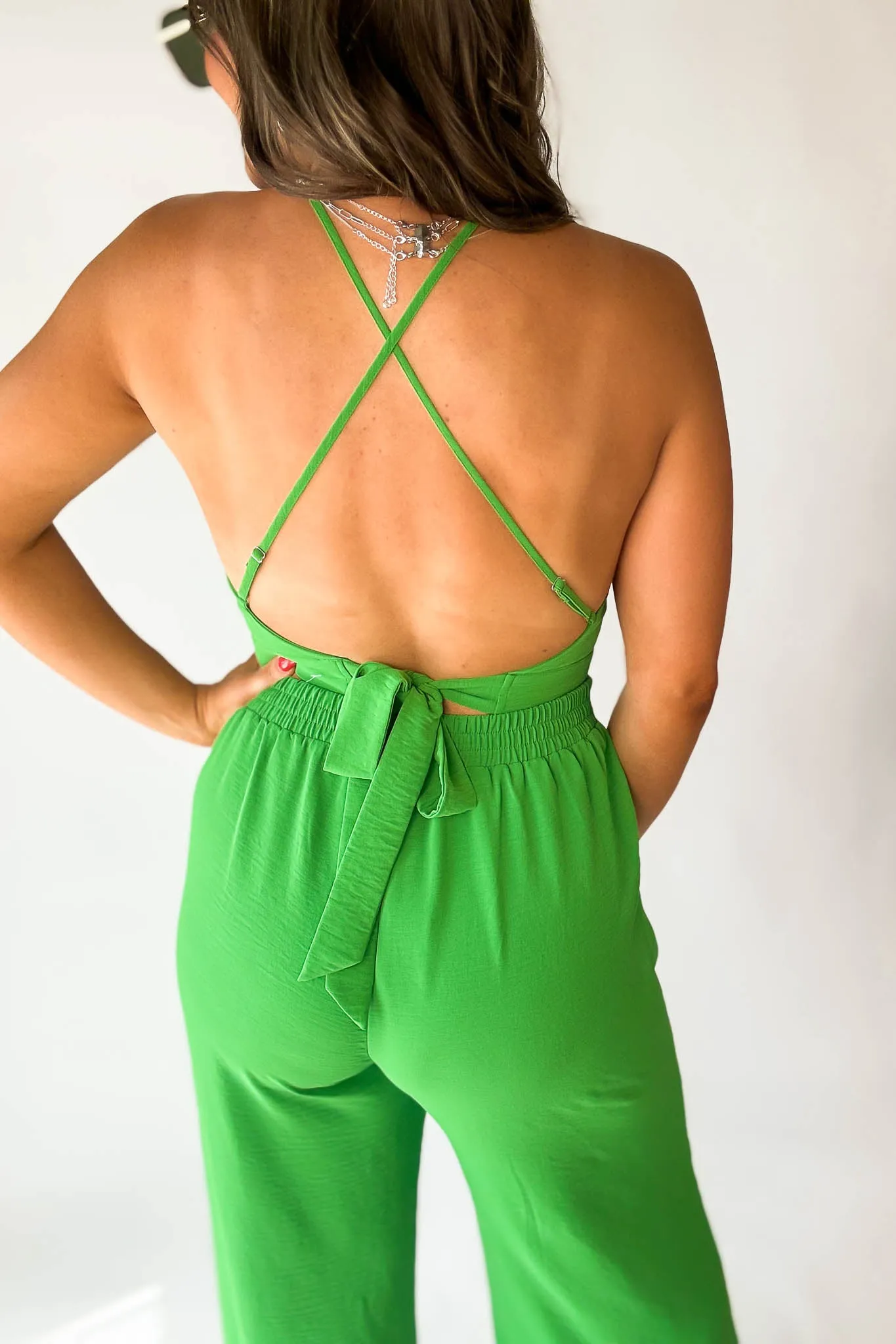 Back Gucci Green Criss-Cross Airflow Top