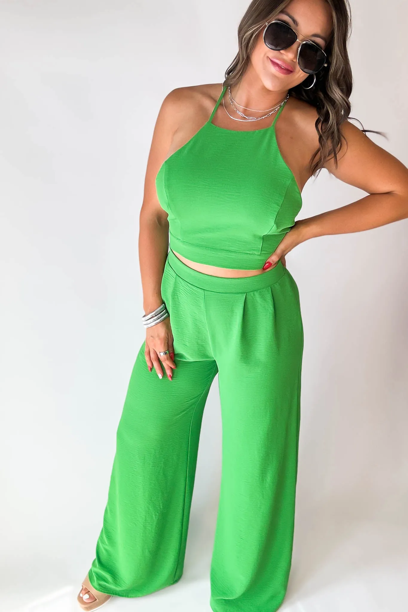 Back Gucci Green Criss-Cross Airflow Top