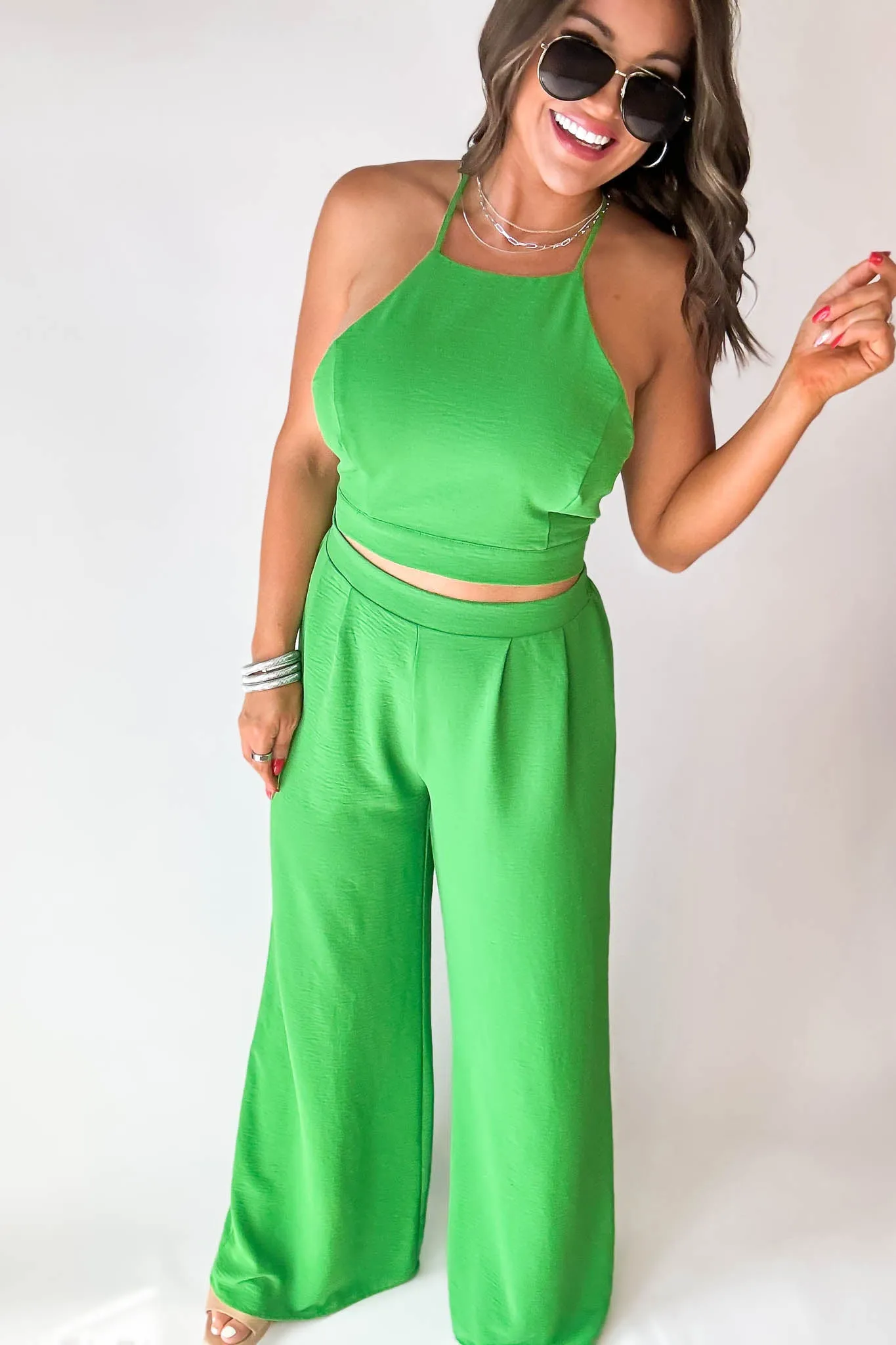 Back Gucci Green Criss-Cross Airflow Top
