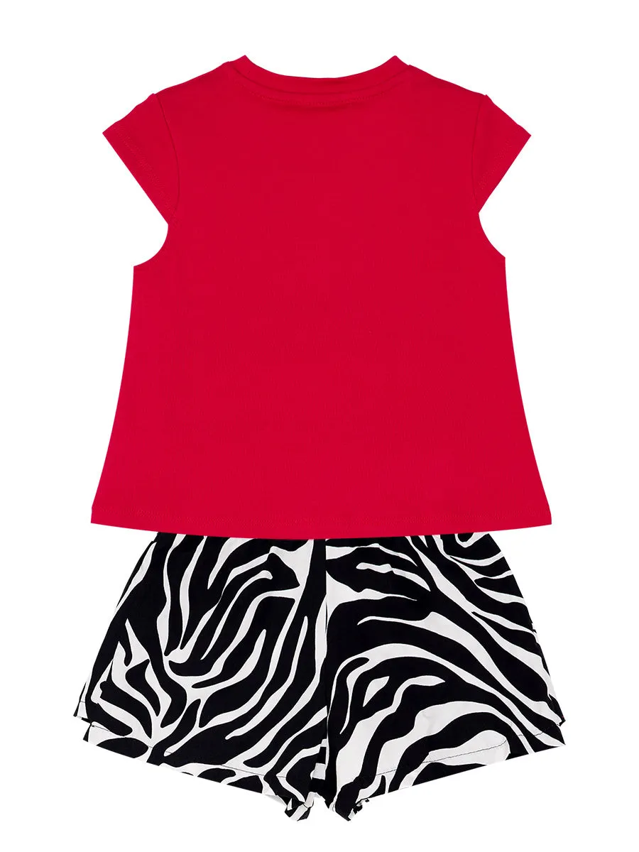 balerin zebra kiz çocuk t-shirt şort takim