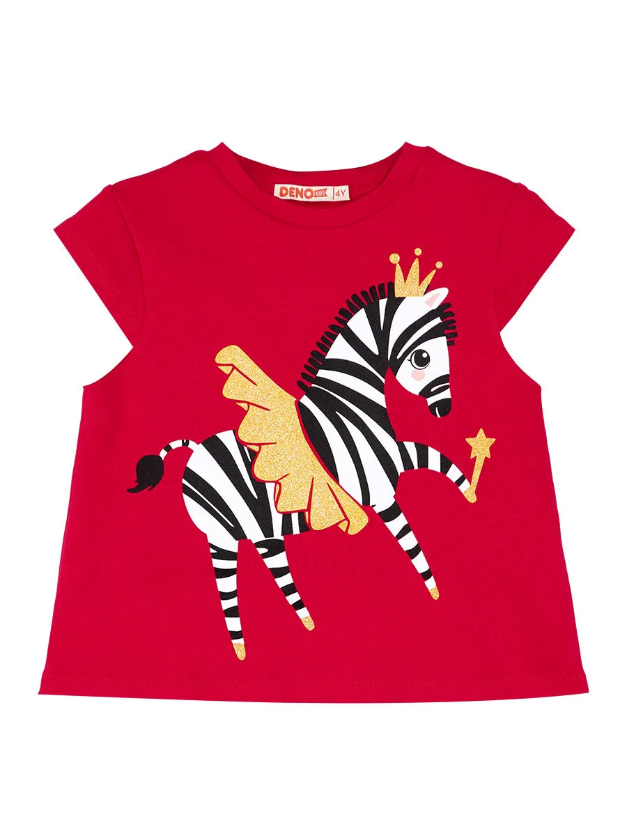 balerin zebra kiz çocuk t-shirt şort takim