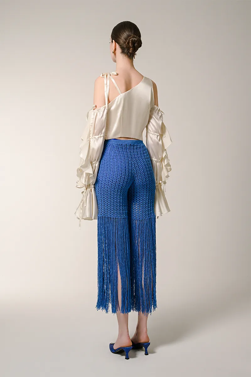 BLUE FRINGE SHORTS