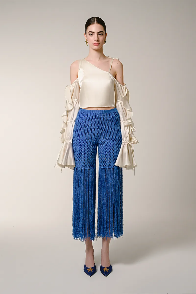 BLUE FRINGE SHORTS