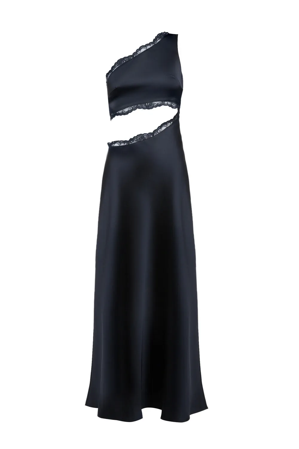 Brooks Lace Trimmed Silk Midi Dress
