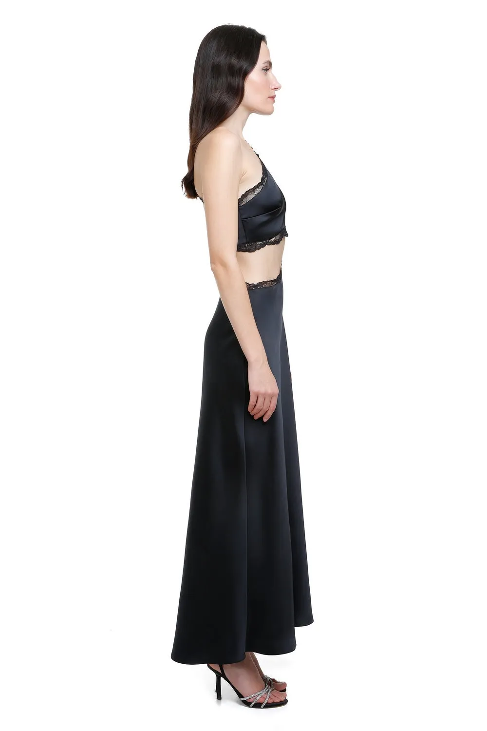 Brooks Lace Trimmed Silk Midi Dress