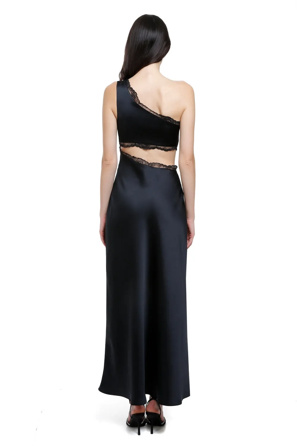 Brooks Lace Trimmed Silk Midi Dress