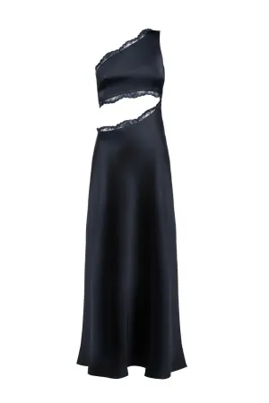 Brooks Lace Trimmed Silk Midi Dress