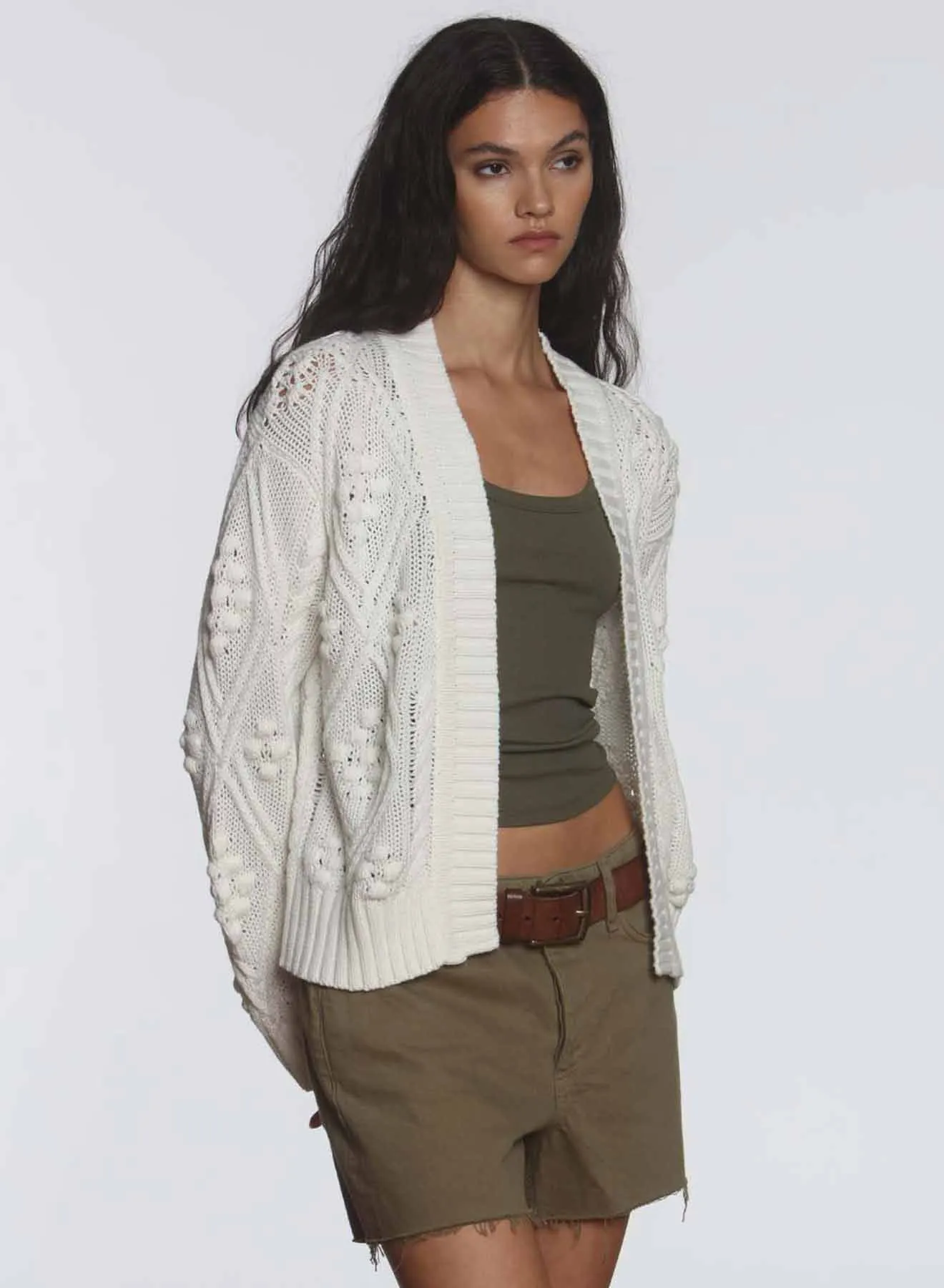 Cara Bobble Cardigan - White