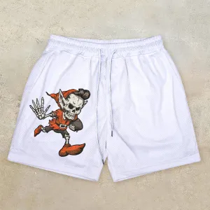 cartoon funny trendy brand printed mesh shorts