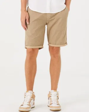 Chino Short with All-Over Print With Stretch