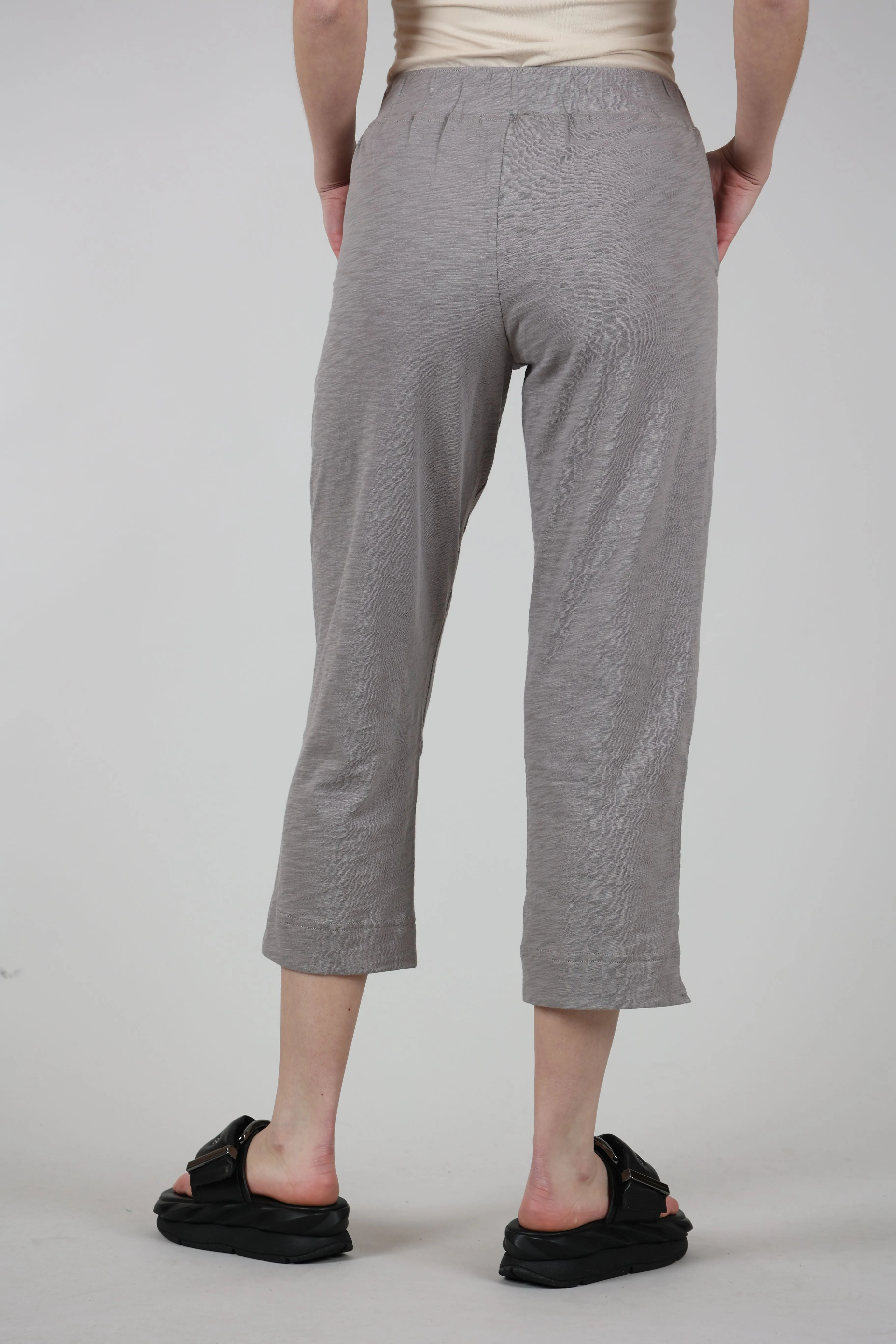 Cotton Slub Pocket Capri Pants, Fog