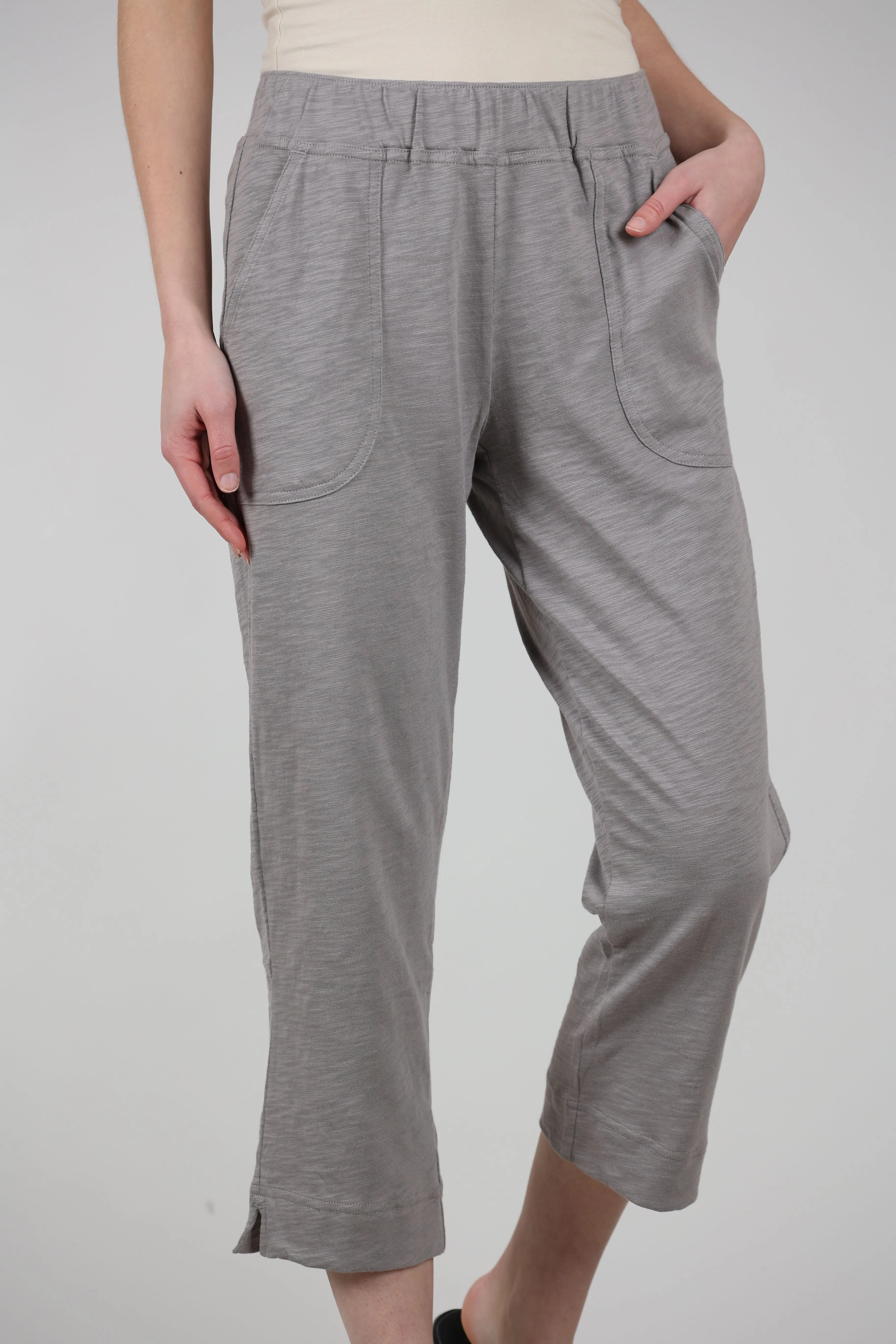 Cotton Slub Pocket Capri Pants, Fog