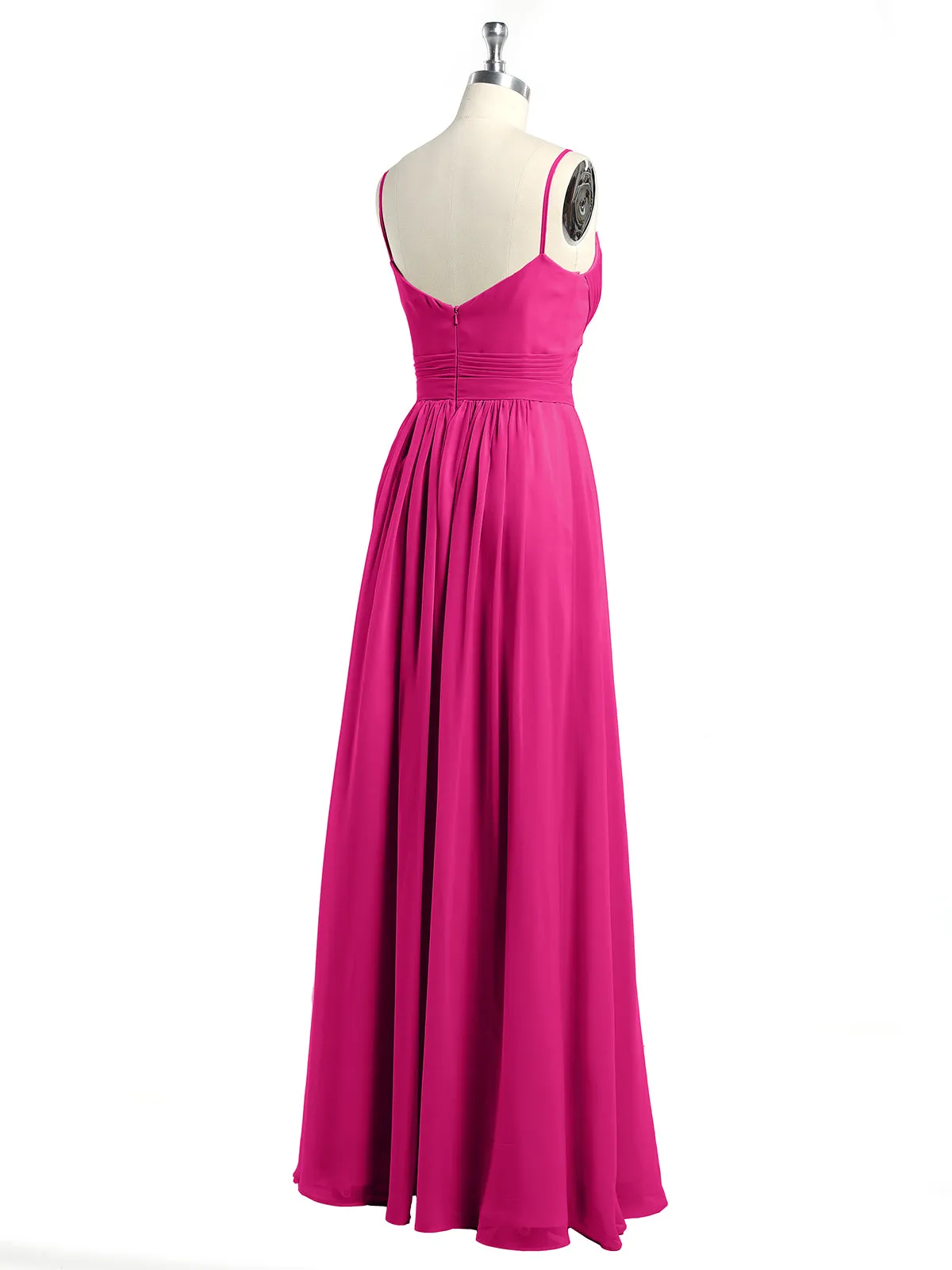 Cross Pleated Bodice Spaghetti Strap Dresses Fuchsia Plus Size