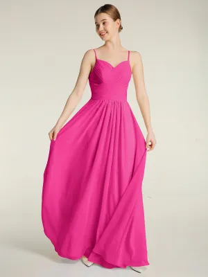 Cross Pleated Bodice Spaghetti Strap Dresses Fuchsia Plus Size
