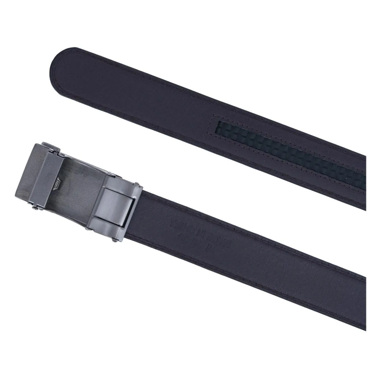 CTM® Men's Sleek Leather Adjustable Ratchet Belt