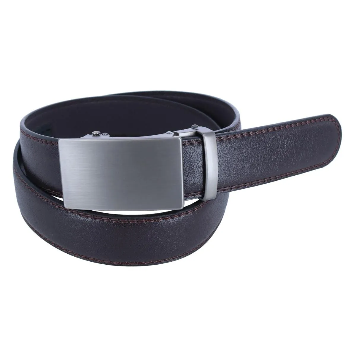 CTM® Men's Sleek Leather Adjustable Ratchet Belt