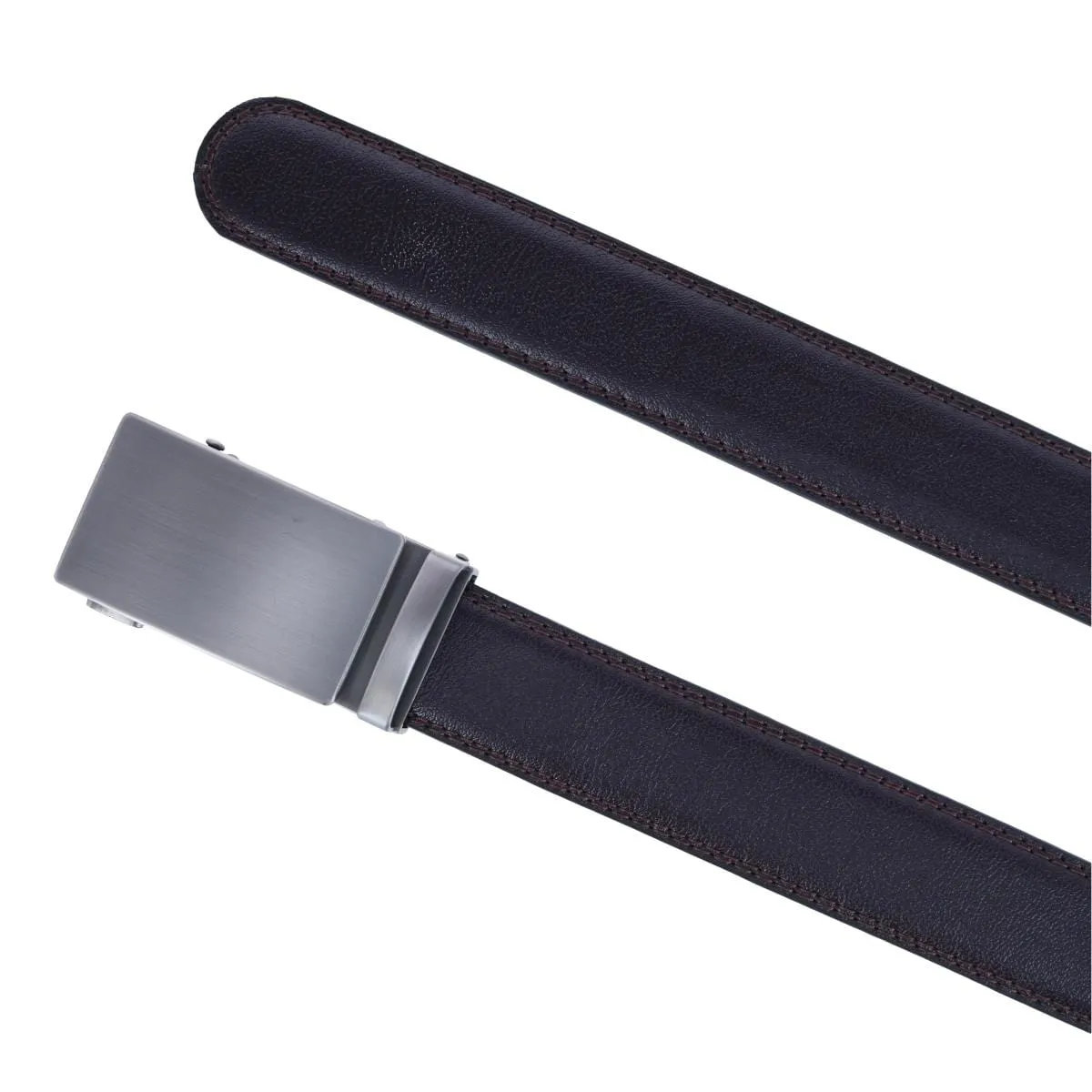 CTM® Men's Sleek Leather Adjustable Ratchet Belt