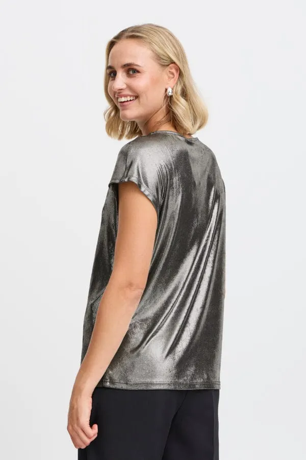 Fransa Slinky Top Gunmetal Grey
