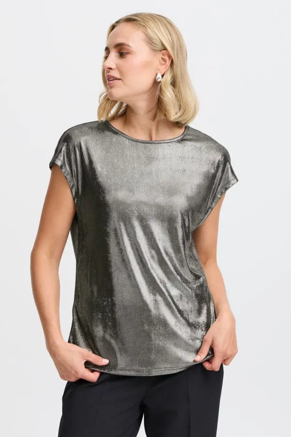 Fransa Slinky Top Gunmetal Grey