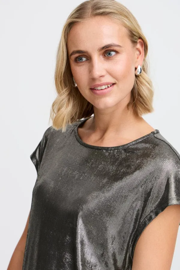 Fransa Slinky Top Gunmetal Grey