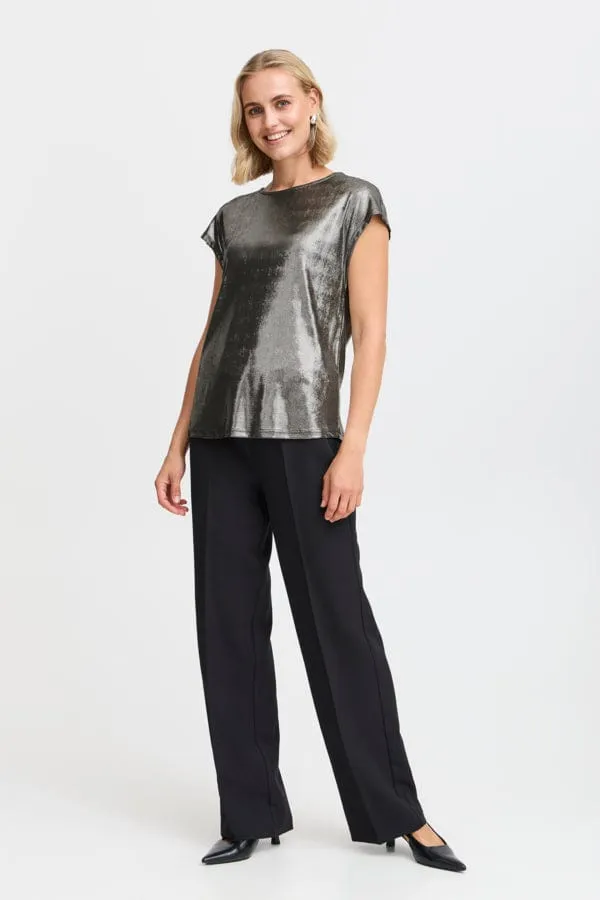 Fransa Slinky Top Gunmetal Grey
