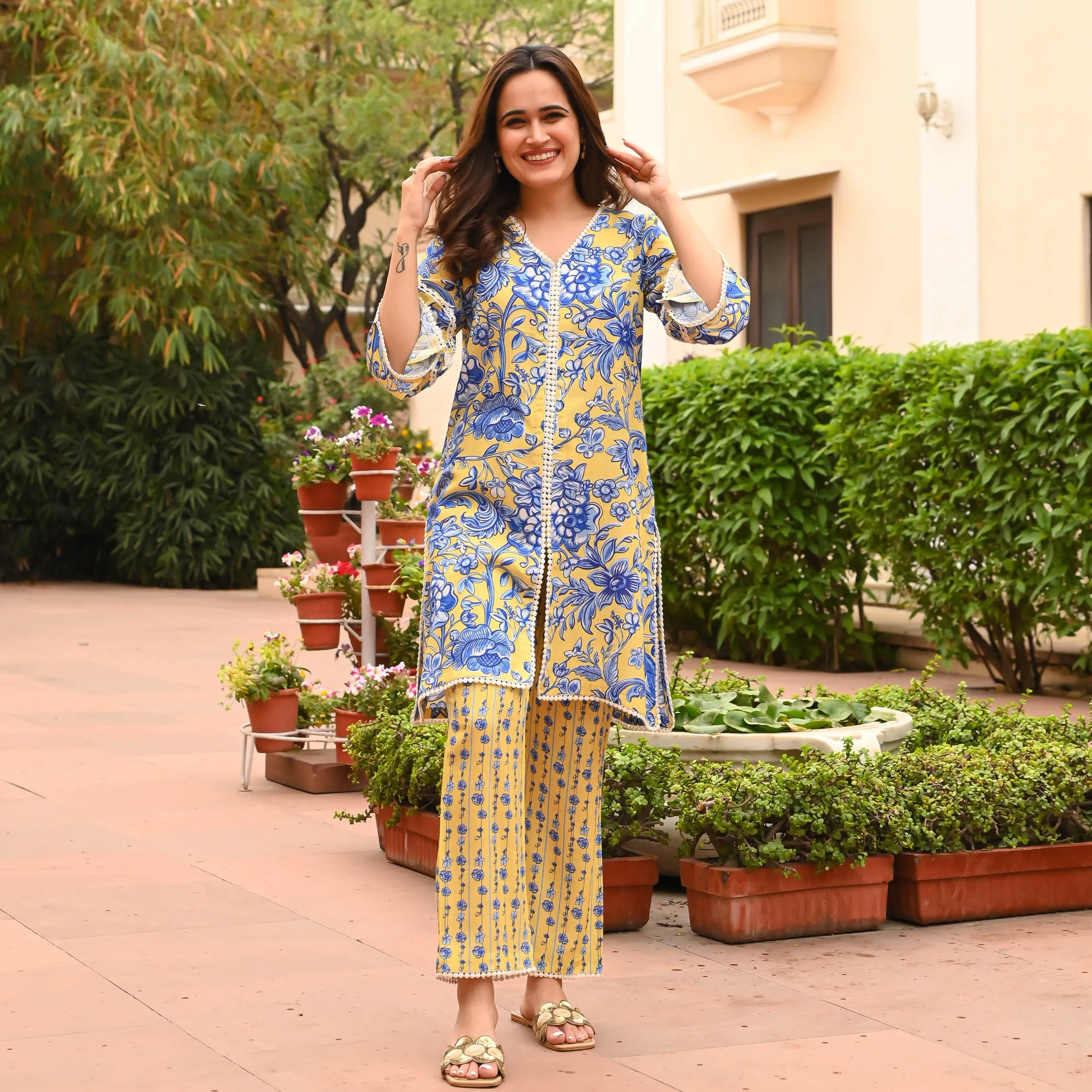 Fresh Bloom Kurta Pants