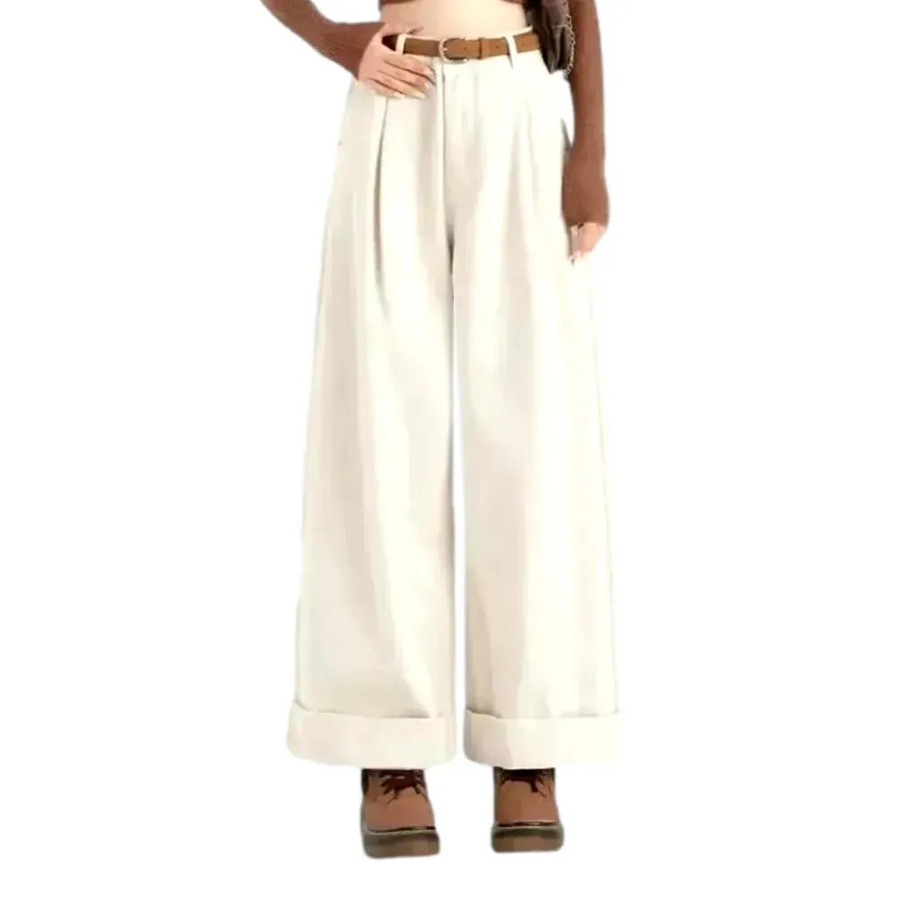 High-waist baggy fit denim pants for women