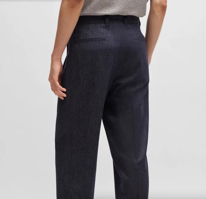 Hugo Boss Mens Relaxed Fit Dress Pants Pants 36 x 37 Blue