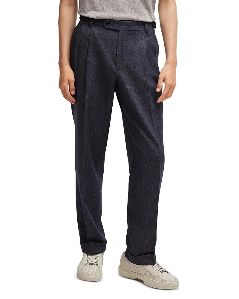Hugo Boss Mens Relaxed Fit Dress Pants Pants 36 x 37 Blue