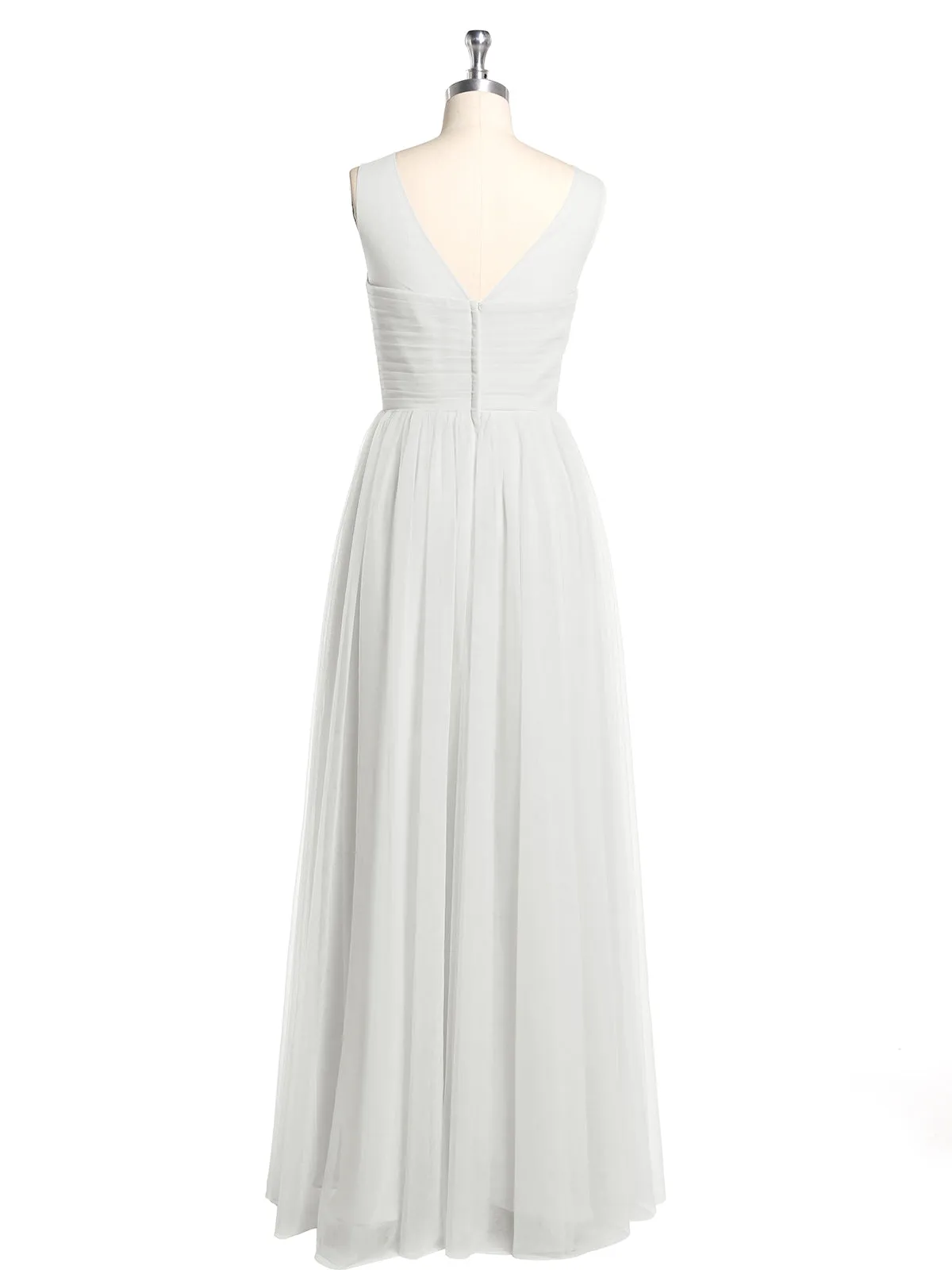 Illusion Neck Cross Tulle Bridesmaid Dresses-Ivory