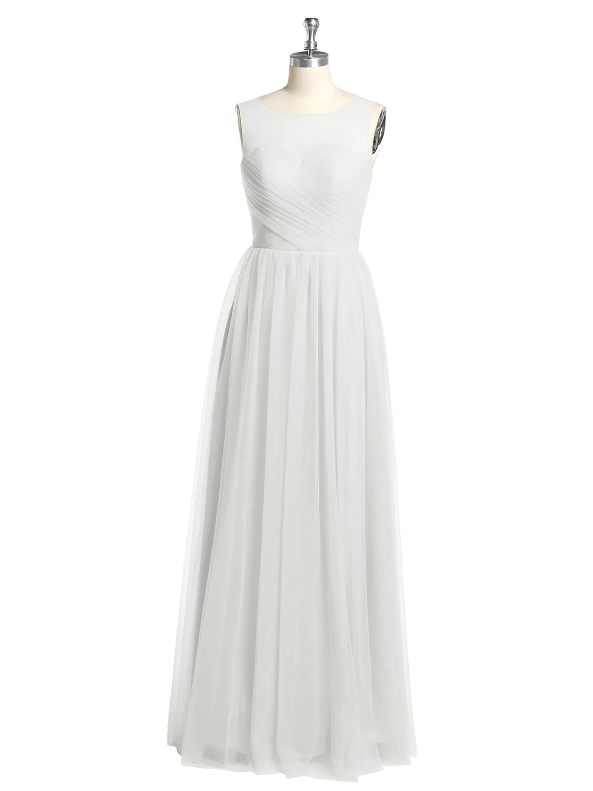 Illusion Neck Cross Tulle Bridesmaid Dresses-Ivory