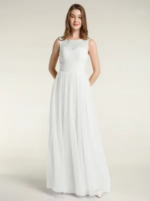 Illusion Neck Cross Tulle Bridesmaid Dresses-Ivory