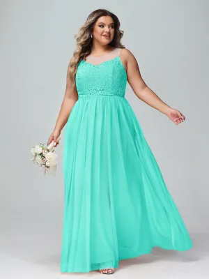 Illusion Neckline Lace and Tulle Maxi Dress-Spa Plus Size