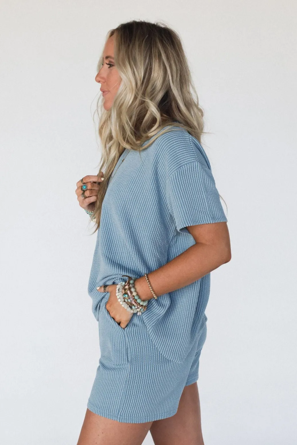 Kick Back Top And Shorts Set - Blue