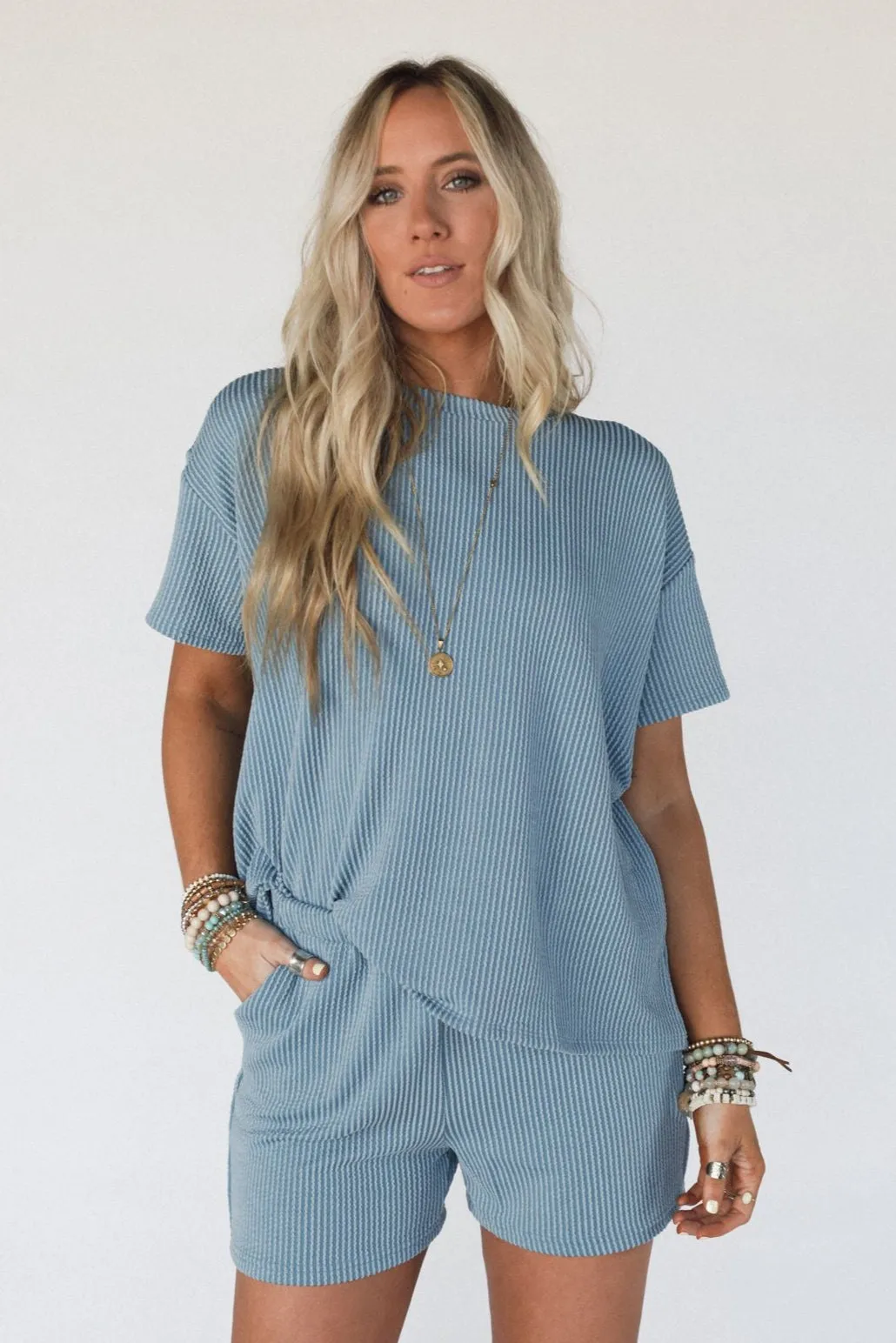 Kick Back Top And Shorts Set - Blue
