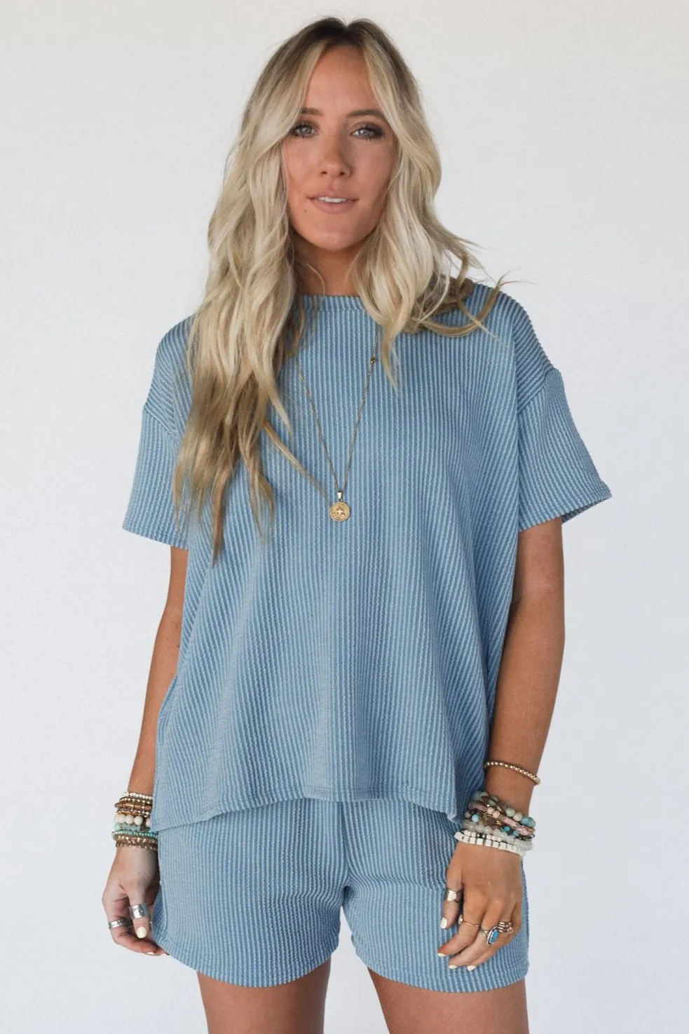 Kick Back Top And Shorts Set - Blue