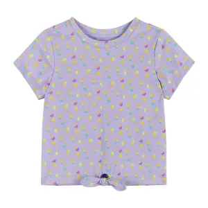 Kids Pink Ice Cream Print Tie Front Jersey Tee