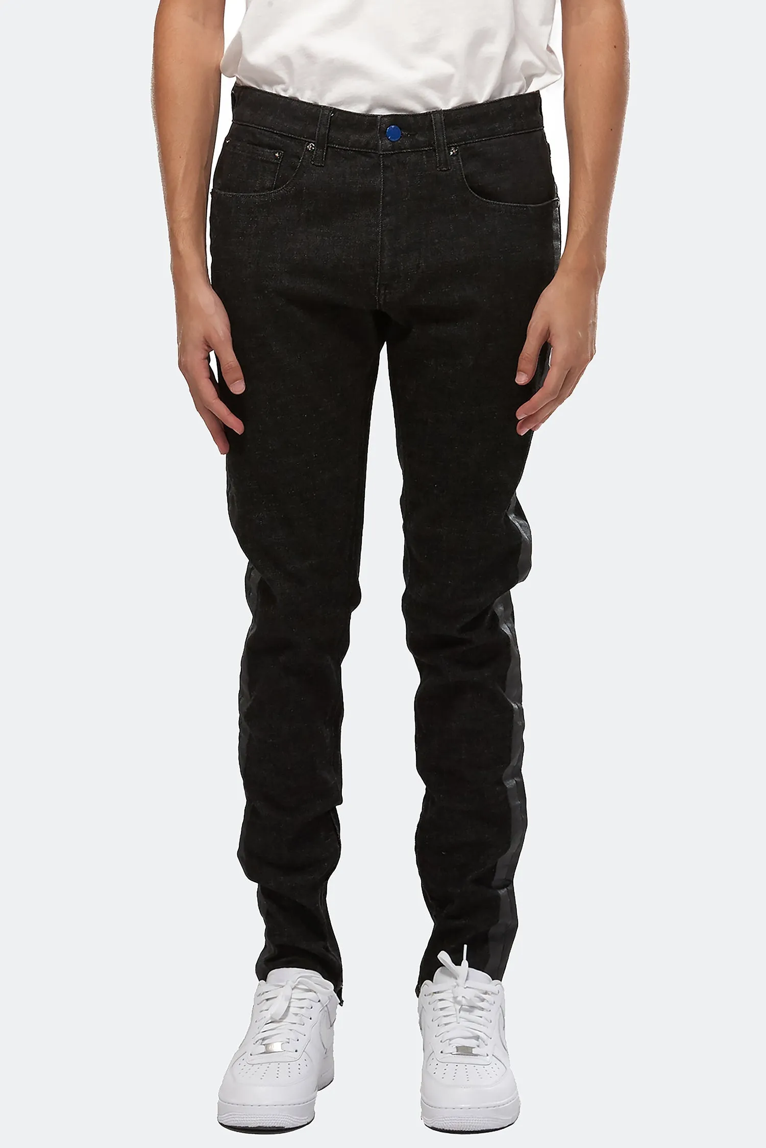 Konus Men's Black Denim With Print On Side Seams