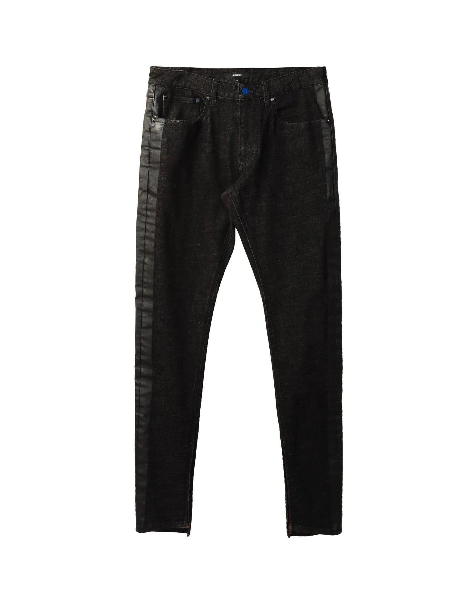Konus Men's Black Denim With Print On Side Seams