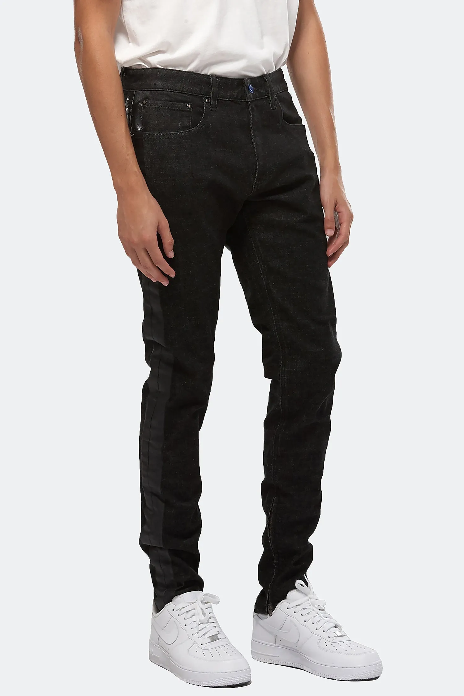 Konus Men's Black Denim With Print On Side Seams