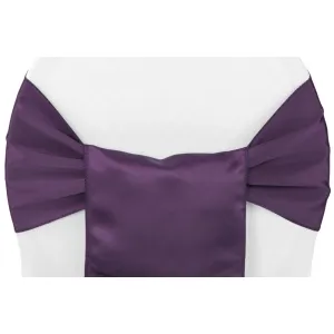 Lamour Satin Chair Sash - Eggplant/Plum