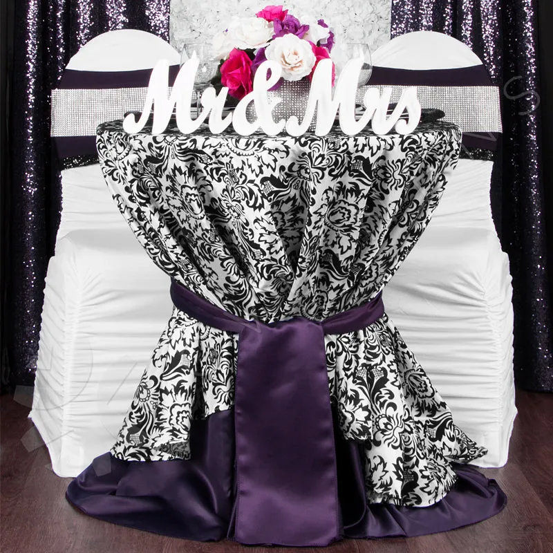 Lamour Satin Chair Sash - Eggplant/Plum