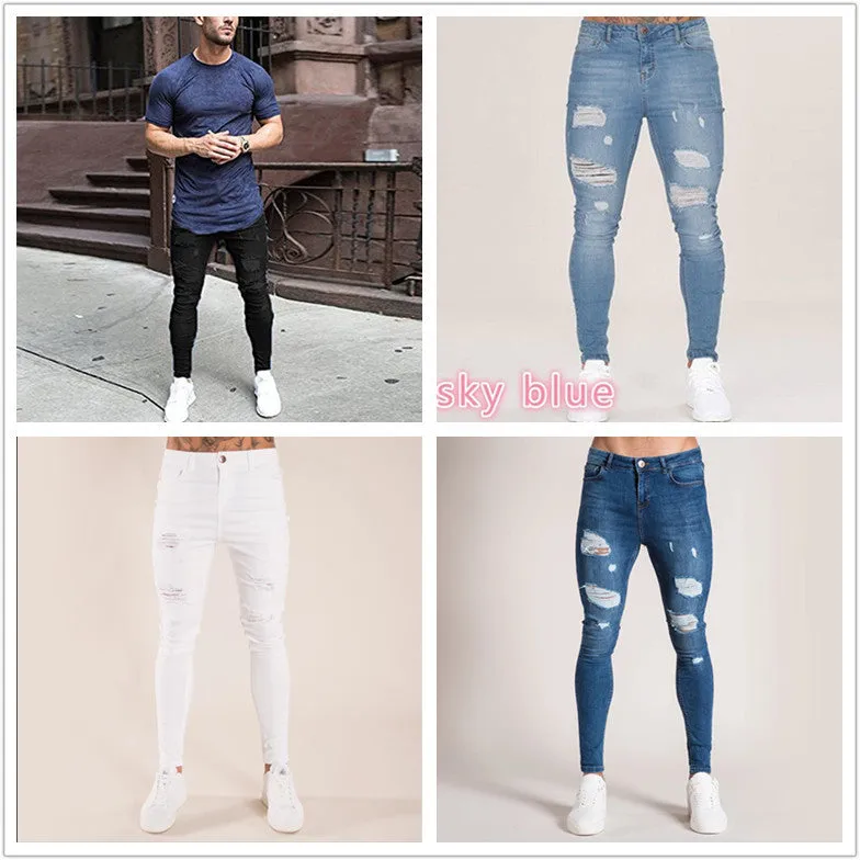 Men's washed men's Jeans clothing
